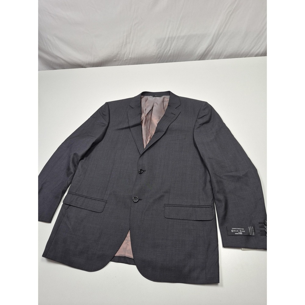Emilio Ciro Suit Jacket Mens 42 Short Gray Wool Turbo 160 Italy Charcoal